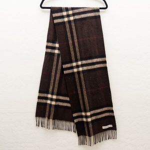 Burberry Cashmere Brown Tan Giant Check Scarf